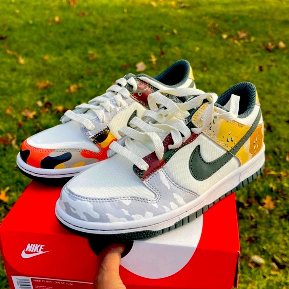 Nike Dunk Low SE TD 'Sail Multi-Camo boys size 1.5US 33EU Brand new never worn